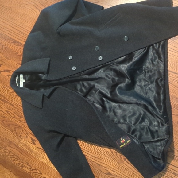 Larry Levine charcoal black button down full length warm dressy wool coat sz 10 - Picture 6 of 10